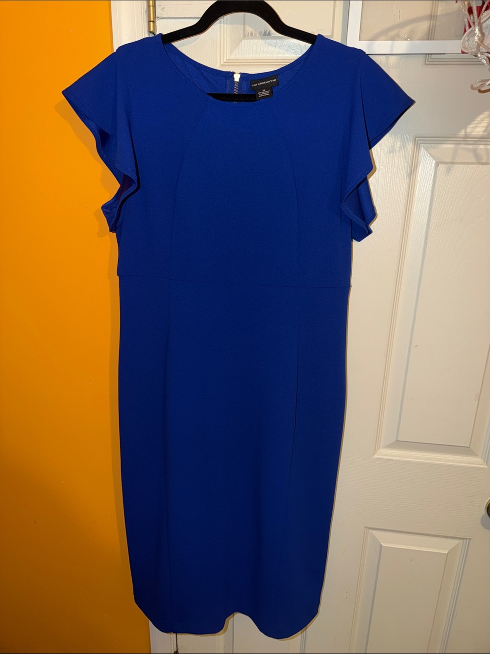 Liz Claiborne Royal Blue Flutter-Sleeve Midi Dress